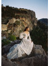 Cold Shoulder Ivory Lace Tie Back Wedding Dress